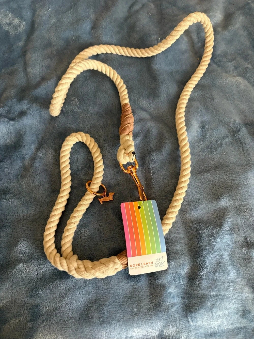 Dog Rope Leash in Natural Cream - Comfortable Cotton Lead